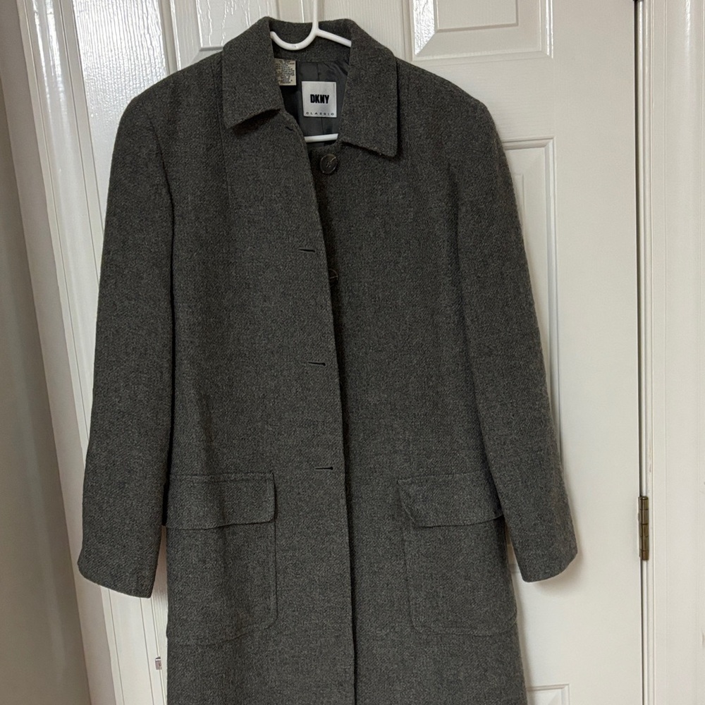 DKNY Charcoal Gray Wool Coat for Women